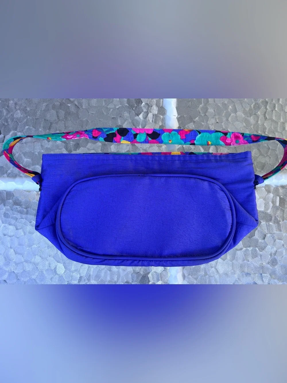 Bechamel Vintage, Vibrant Royal Blue Floral Strap Crossbody Bag